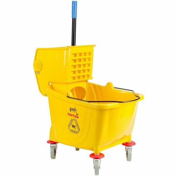 Lavex 35 Qt. Yellow Mop Bucket & Side Press Wringer Combo 274MOPBCKTYE